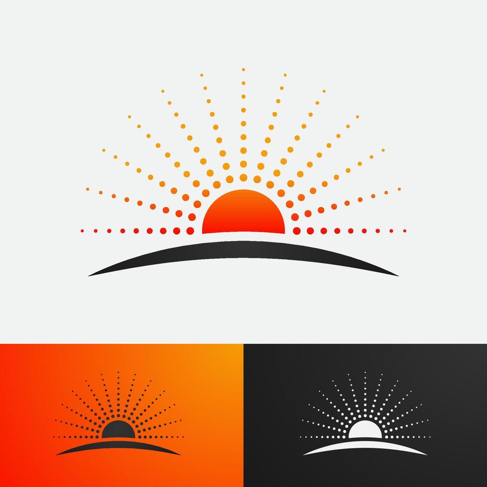 abstract shining sun logo template with gradation color for company design vector