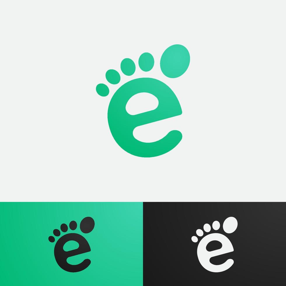 foot shaped letter E logo template with gradient color for corporate design vector