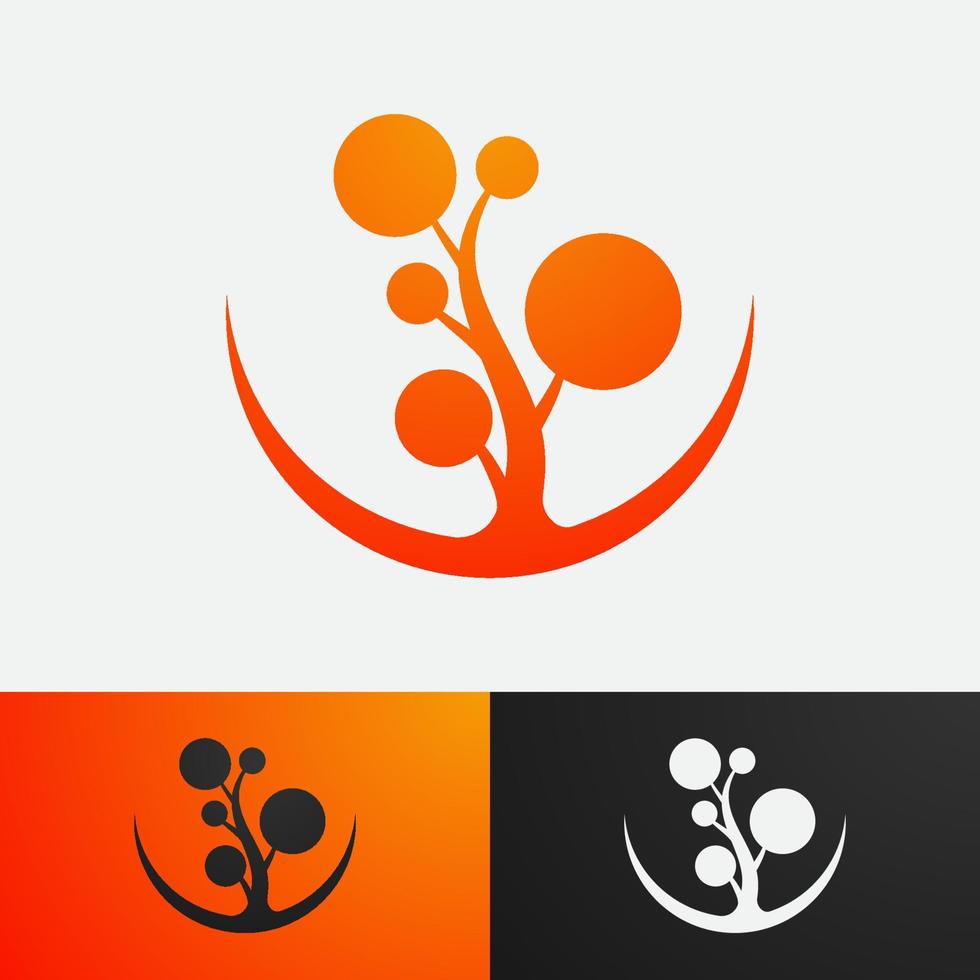 plantilla de logotipo de árbol abstracto con colores de gradación para diseño corporativo vector