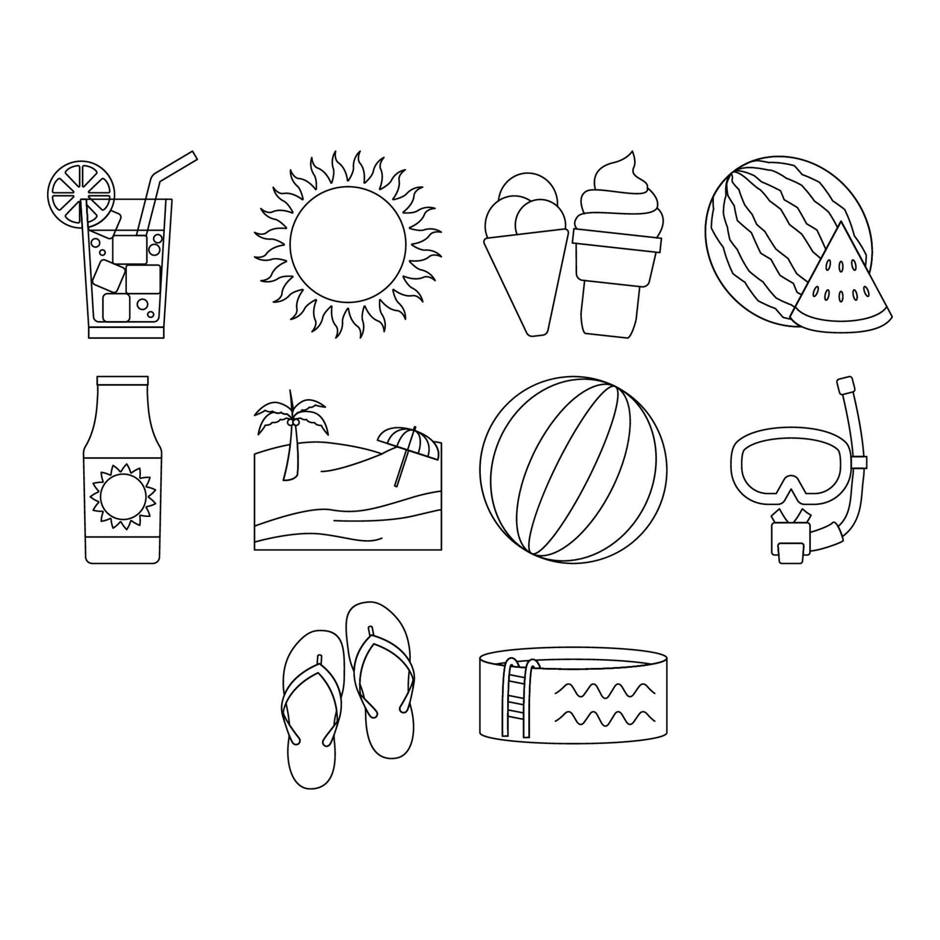 summer season icon set 17776057 Vector Art at Vecteezy