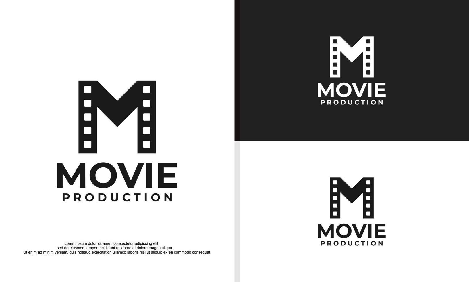 Ilustración de diseño de logotipo de letra m, logotipo de estudio de cineasta. vector