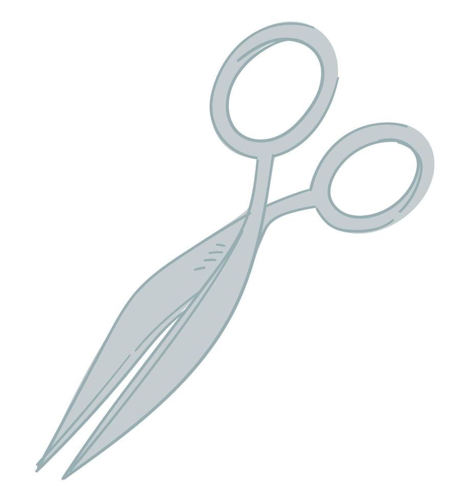 Scissors for cutting in half, sharp blade of tool vector