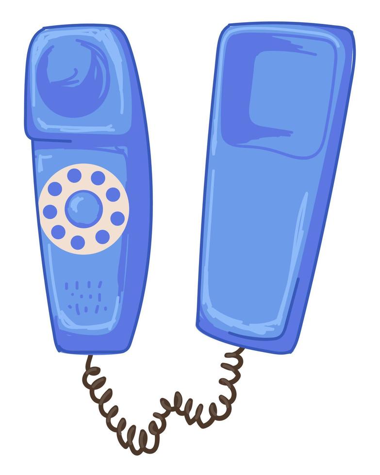 Telephone of 70s, wired phone with rotary system vector