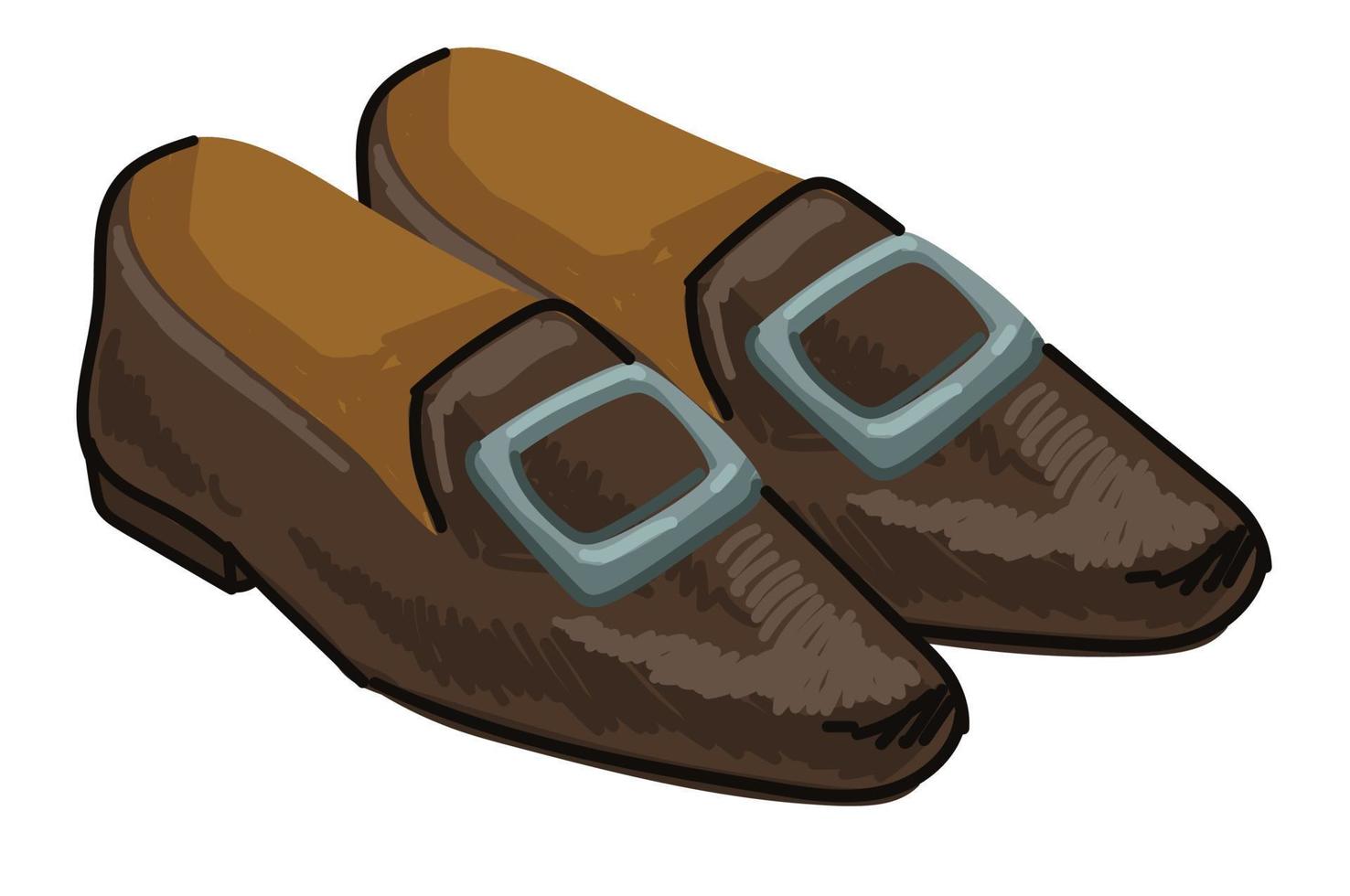 zapatos viejos en plataforma plana, vector de ropa vintage