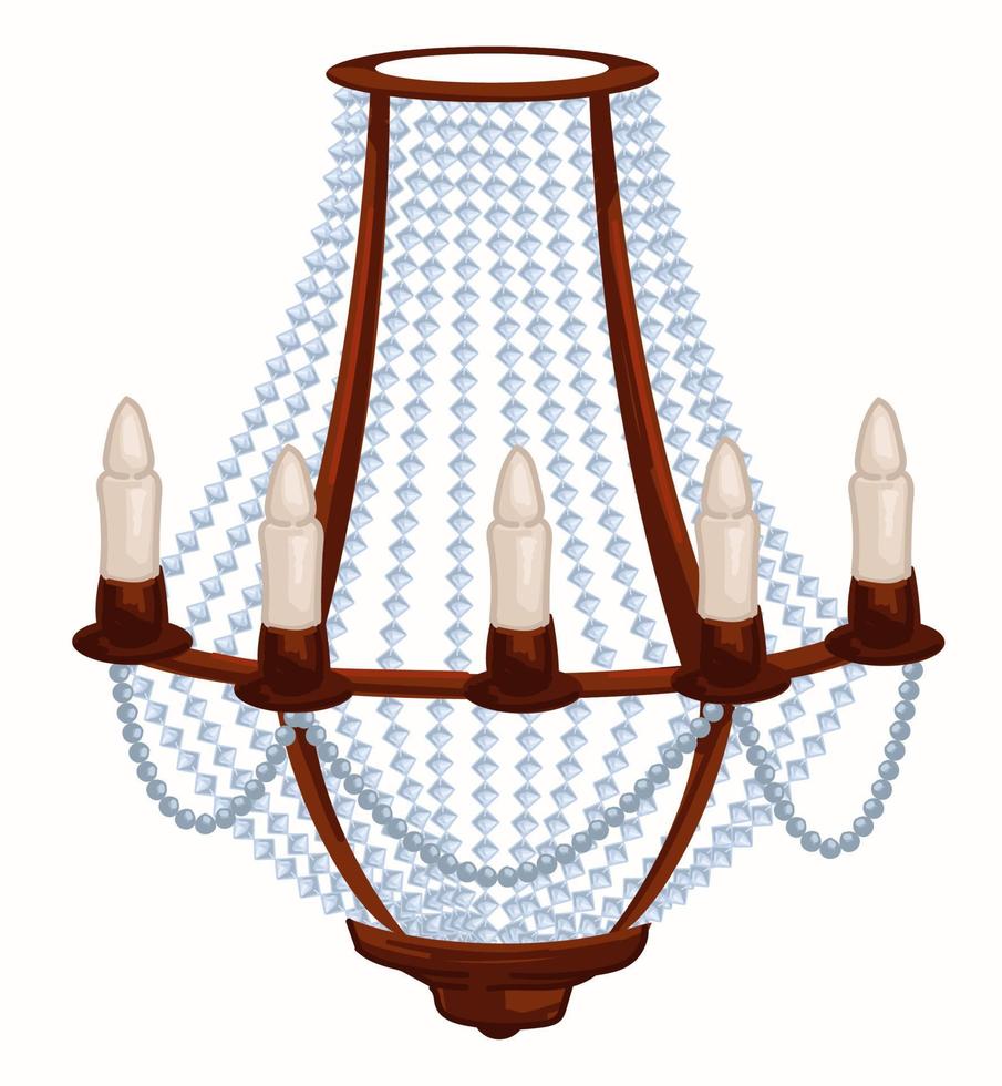 lámpara de araña con velas y cristales colgando vector