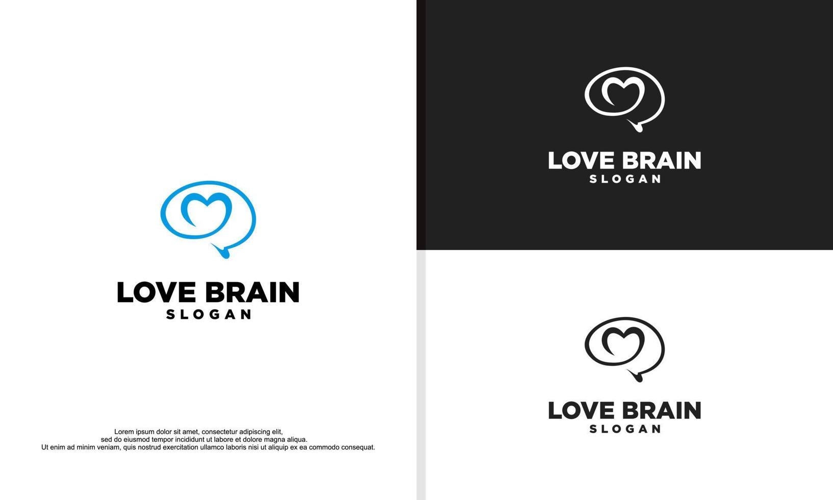 gráfico de vector de ilustración de logotipo de monoline de cerebro de amor.