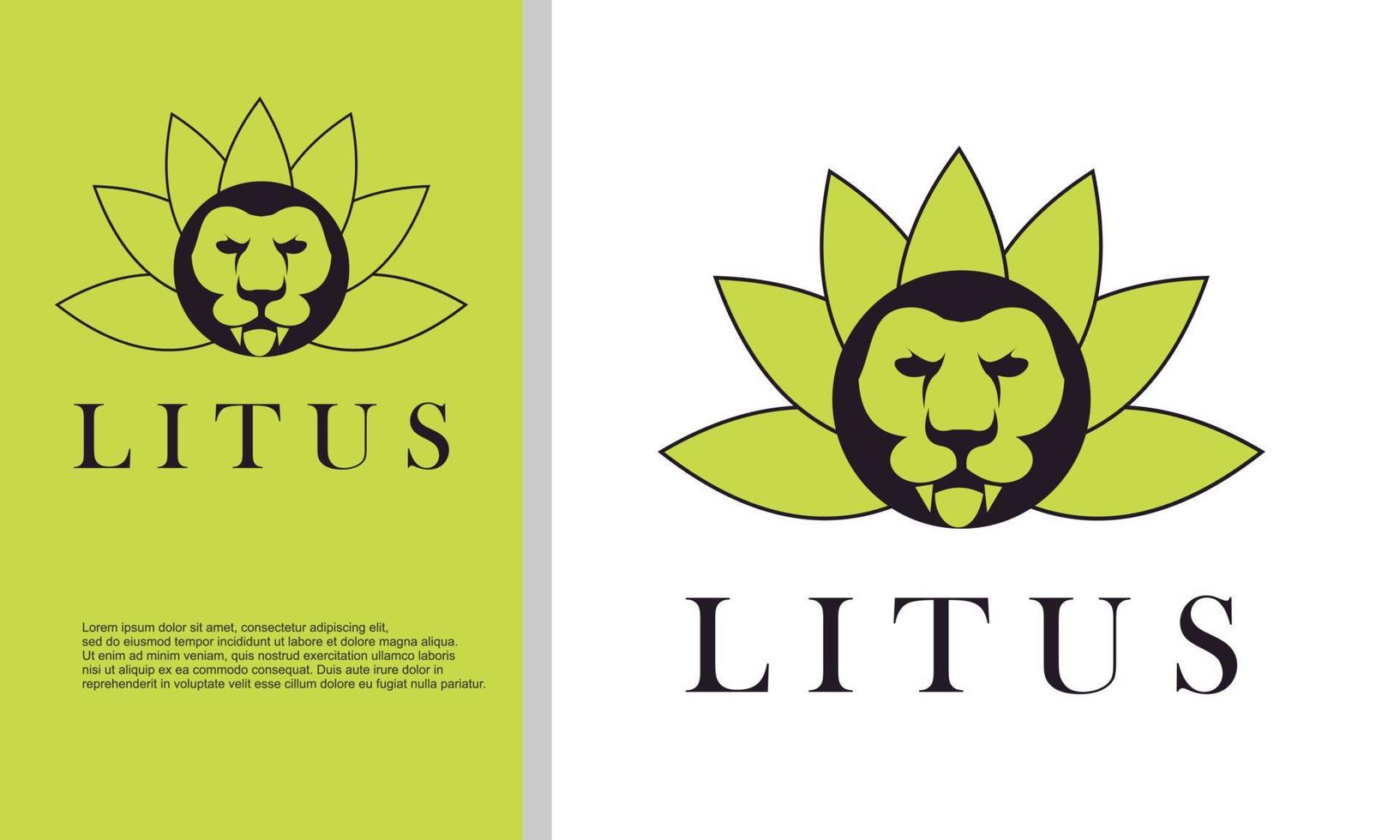 logo illustration vector graphic of lion head combine with lotus