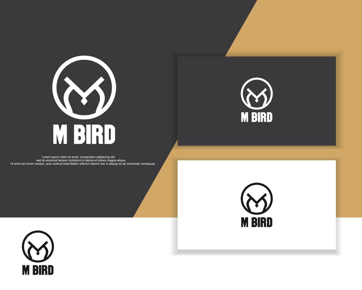 letra m combinada con ilustración de diseño de logotipo de cabeza de pájaro vector