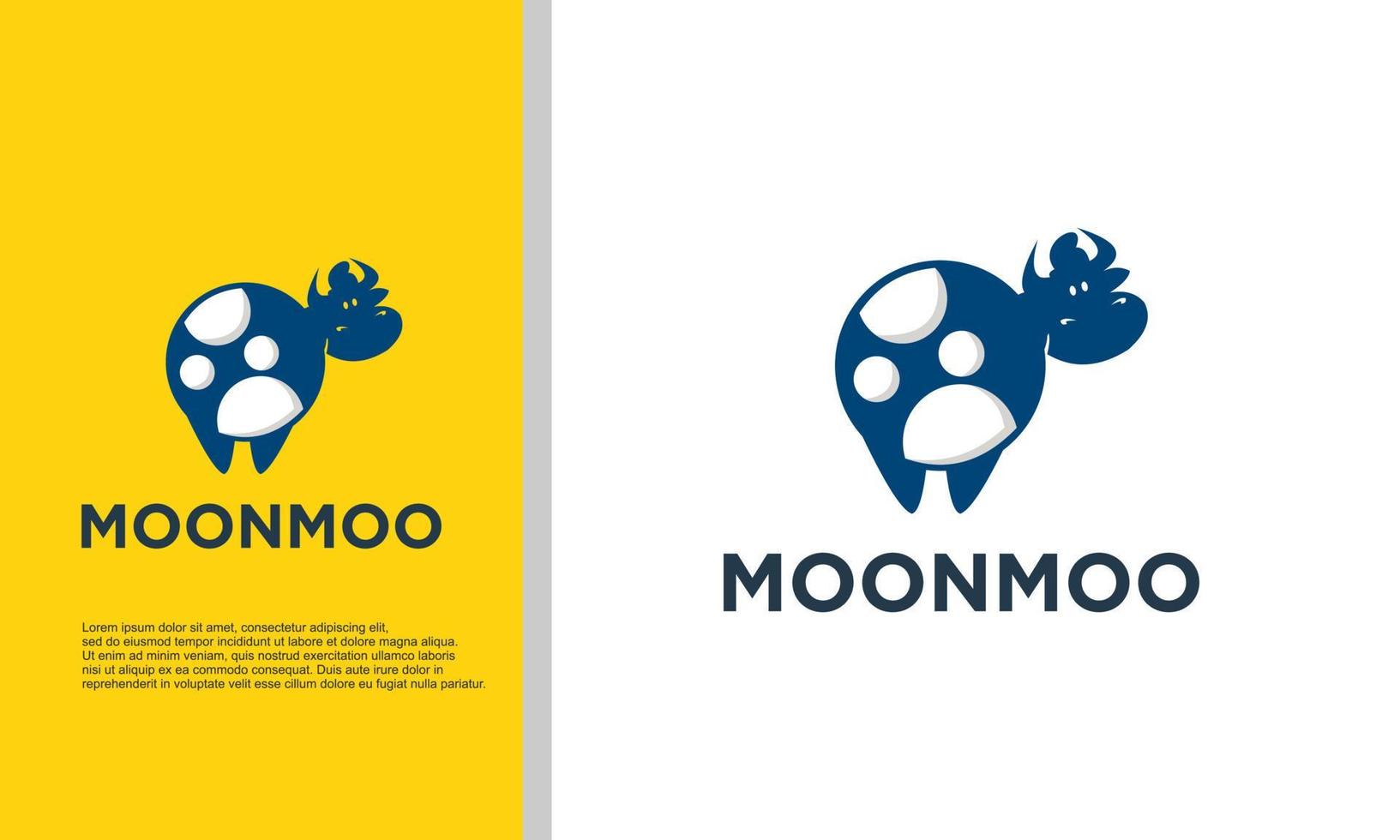 logo illustration vector graphic of cow combined with moon