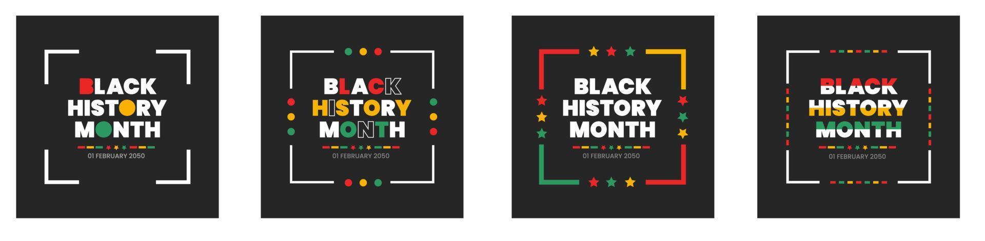 black history month typography text design background. black history month social media post square banner design. Juneteenth Independence Day Background. Freedom or Emancipation day. text design. vector