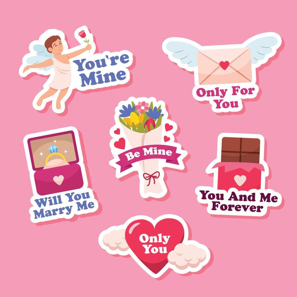 Valentine Greeting Chat Sticker Collection vector