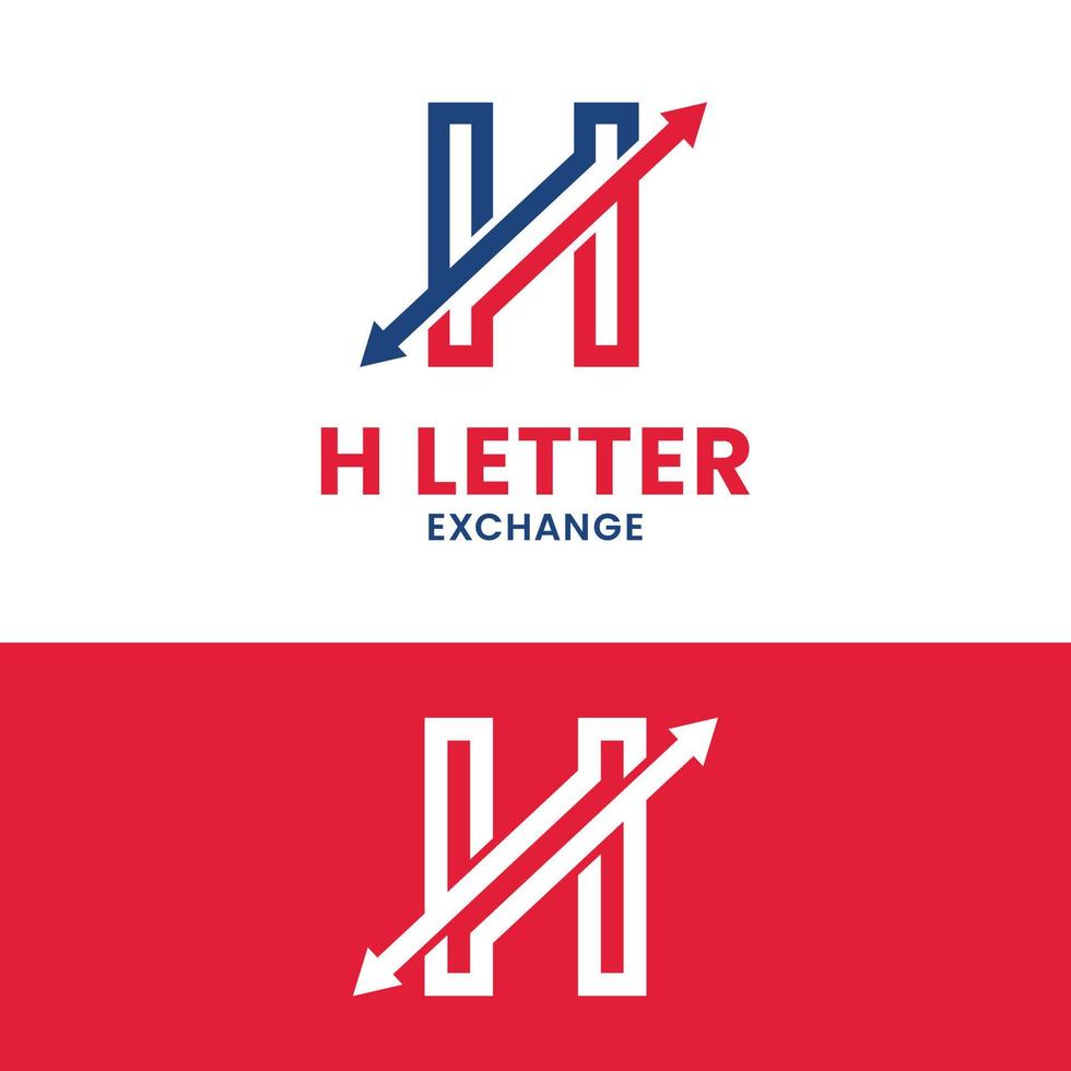 carta inicial h plantilla de diseño de logotipo de flecha de intercambio vector