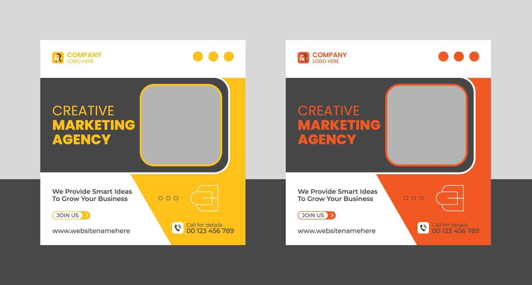 Creative marketing agency social media post and banner template vector