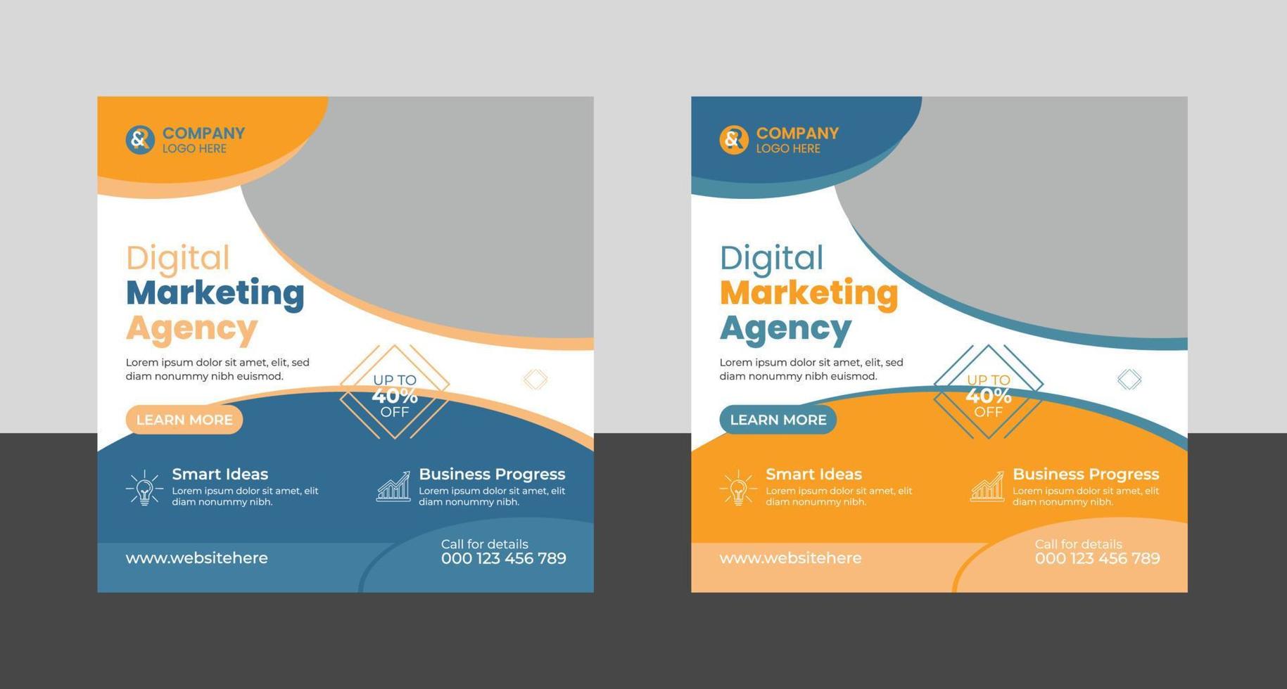 Digital marketing agency social media post and banner template vector