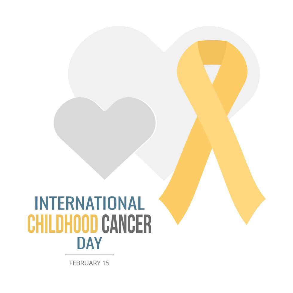 corazones grises y cinta amarilla. dia internacional del cancer infantil vector