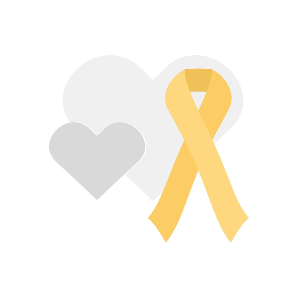 Gray hearts and yellow ribbon. International Childhood Cancer day vector