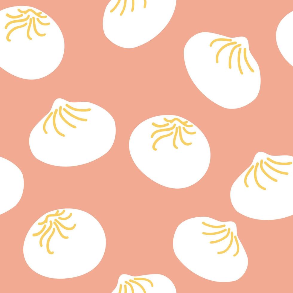 pattern with baozi. hand drawn vector illustration in flat style
