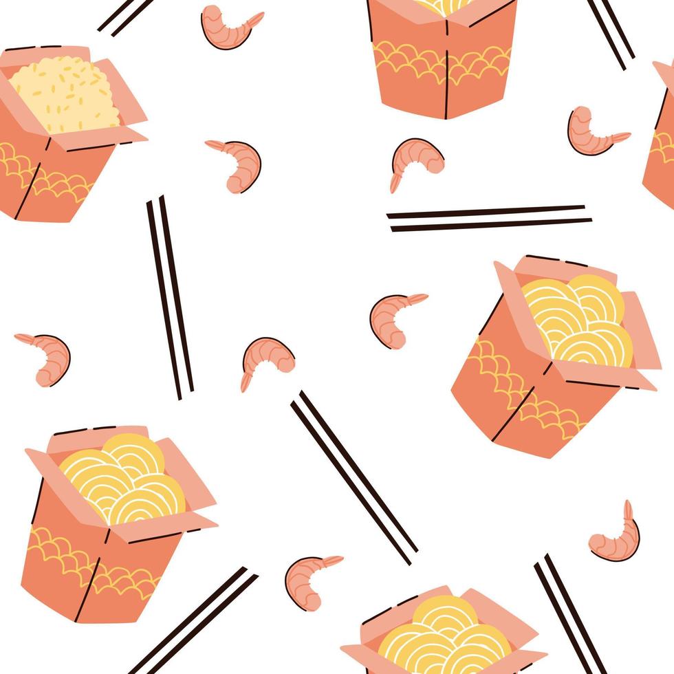 take out noodles. pattern hand drawn vector illustration in flat style