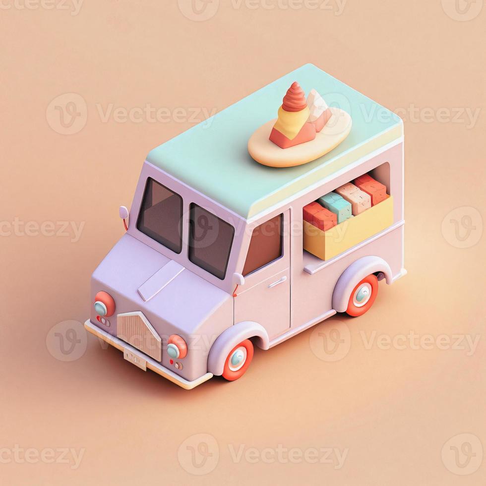 te whimsical 3D delivery car icon character perfect for logistics, transportation projects photo