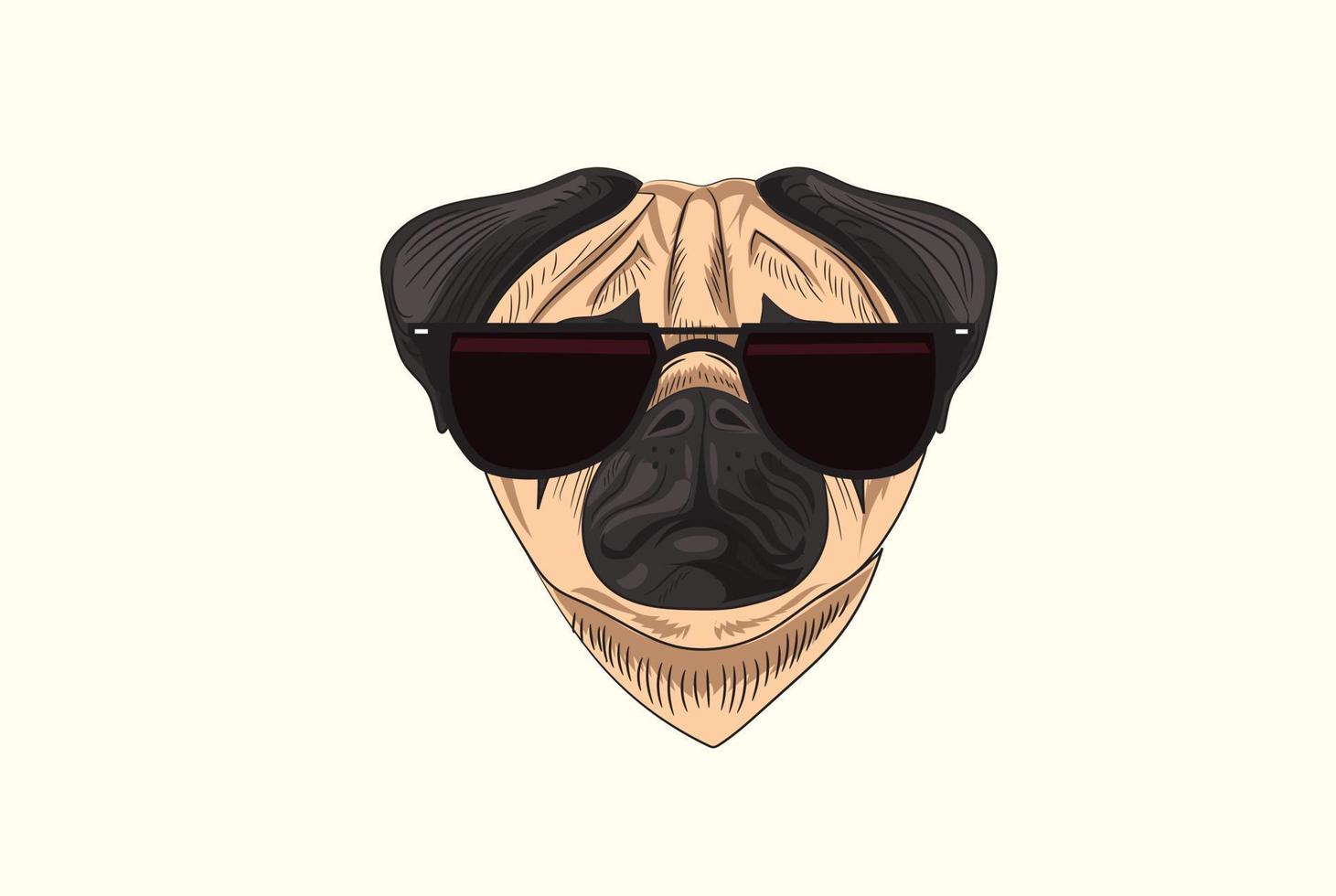 mascota de bulldog con vector de gafas geniales