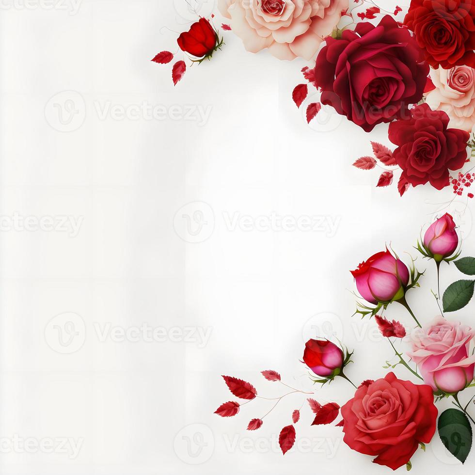 A stunning image featuring a red and pink rose flower with a blank space in the middle, perfect for adding text or overlaying graphics. This photo is ideal for use on social media, websites