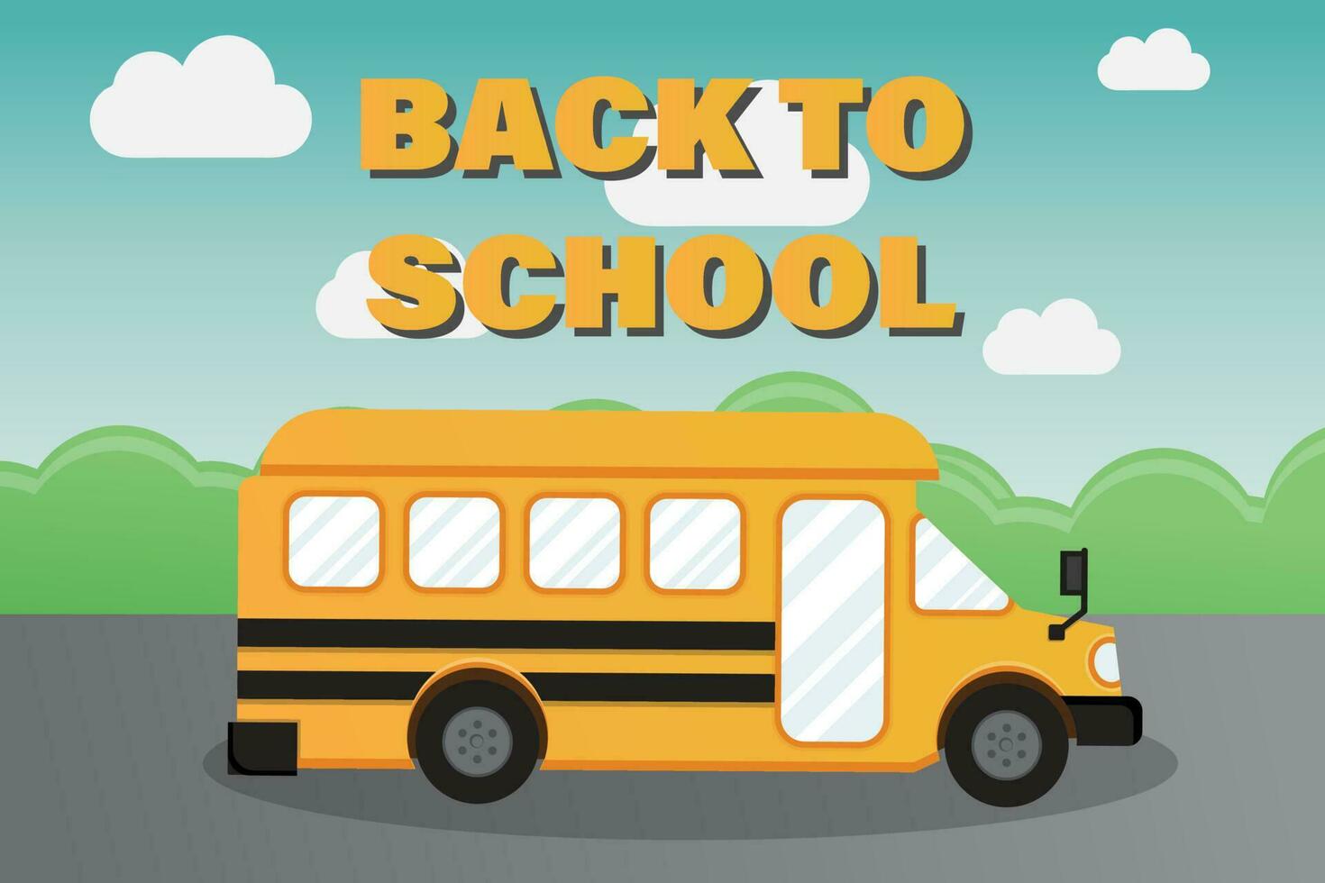 Back to school with bus vector illustration