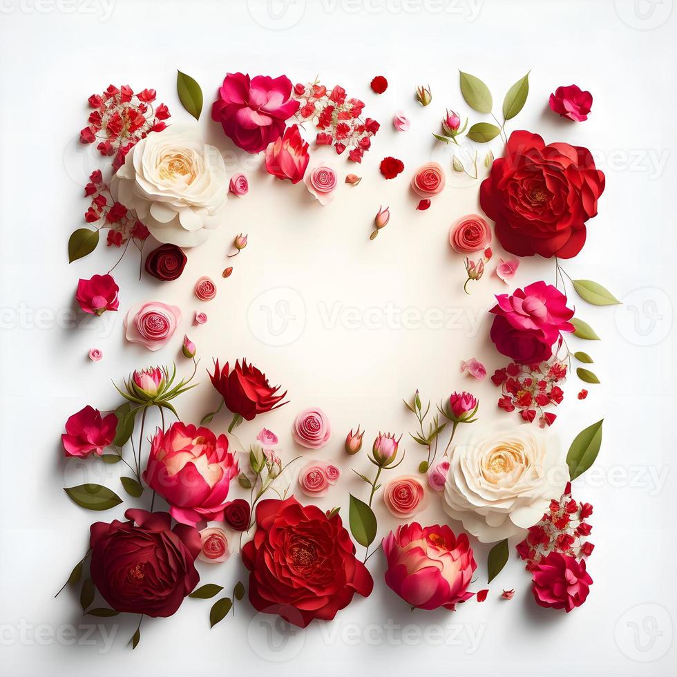 A stunning image featuring a red and pink rose flower with a blank space in the middle, perfect for adding text or overlaying graphics. This photo is ideal for use on social media, websites