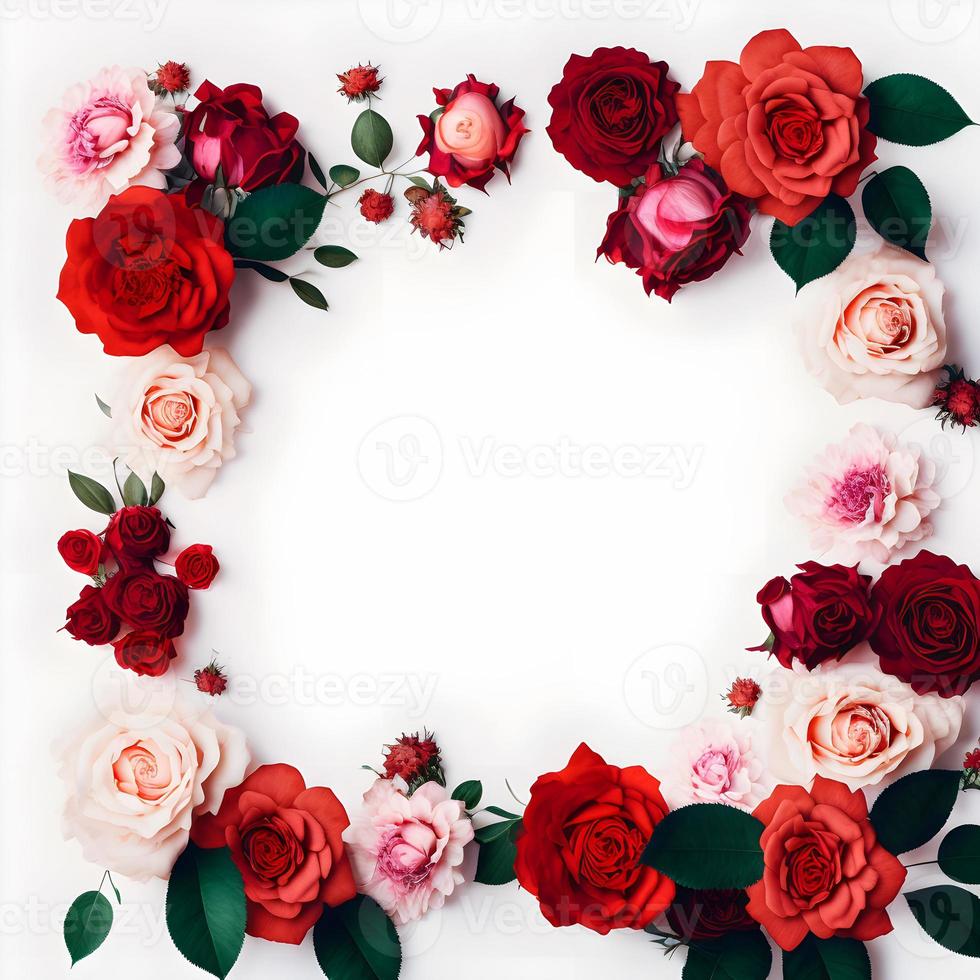 A stunning image featuring a red and pink rose flower with a blank space in the middle, perfect for adding text or overlaying graphics. This photo is ideal for use on social media, websites