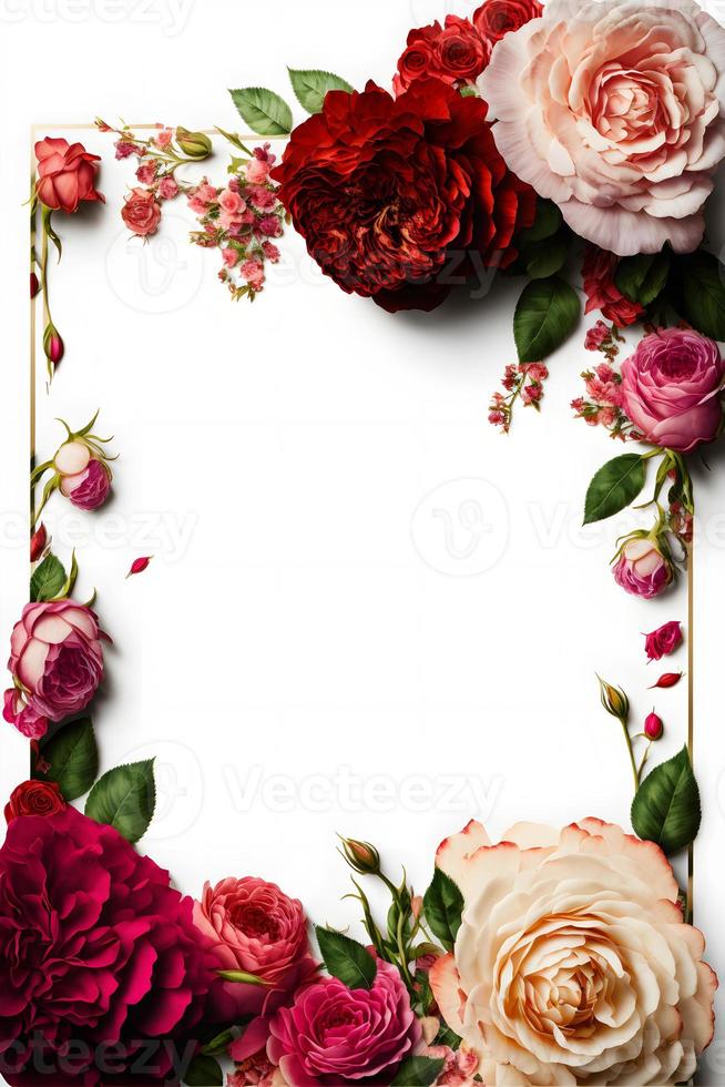 A stunning image featuring a red and pink rose flower with a blank space in the middle, perfect for adding text or overlaying graphics. This photo is ideal for use on social media, websites