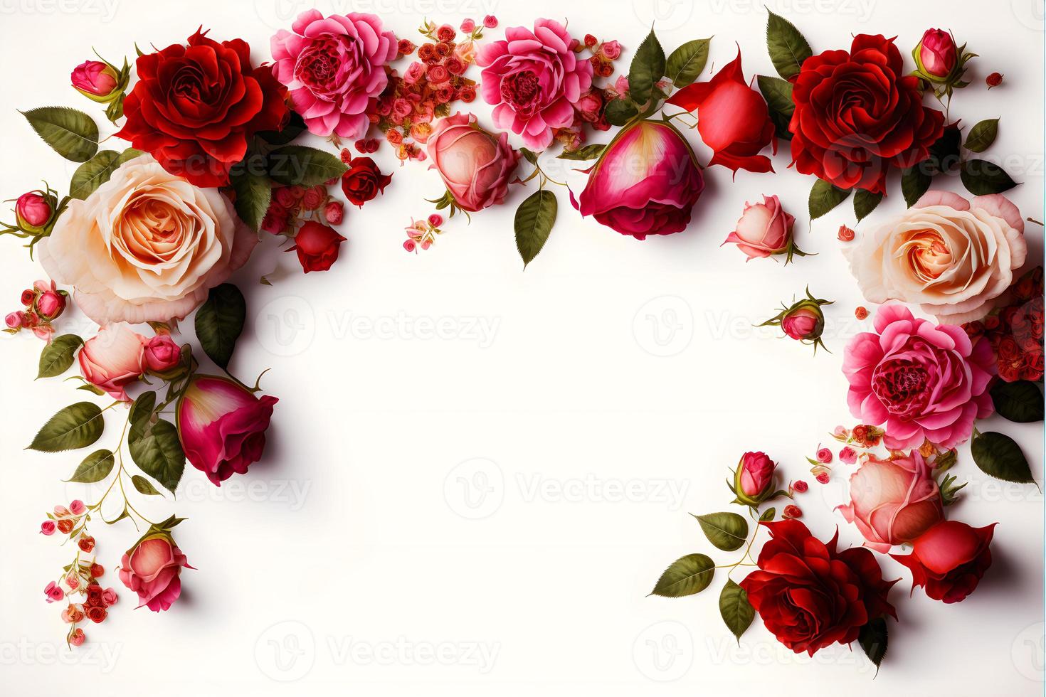 A stunning image featuring a red and pink rose flower with a blank space in the middle, perfect for adding text or overlaying graphics. This photo is ideal for use on social media, websites