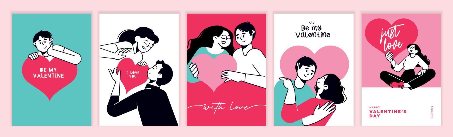 Valentines day. Set of vector illustrations for greeting card, website and mobile website banner, social media banner, marketing material.