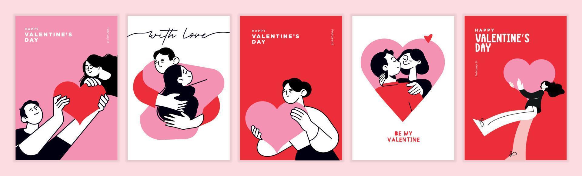 Valentines day. Set of vector illustrations for greeting card, website and mobile website banner, social media banner, marketing material.