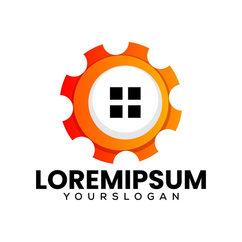 gear and home logo design vector