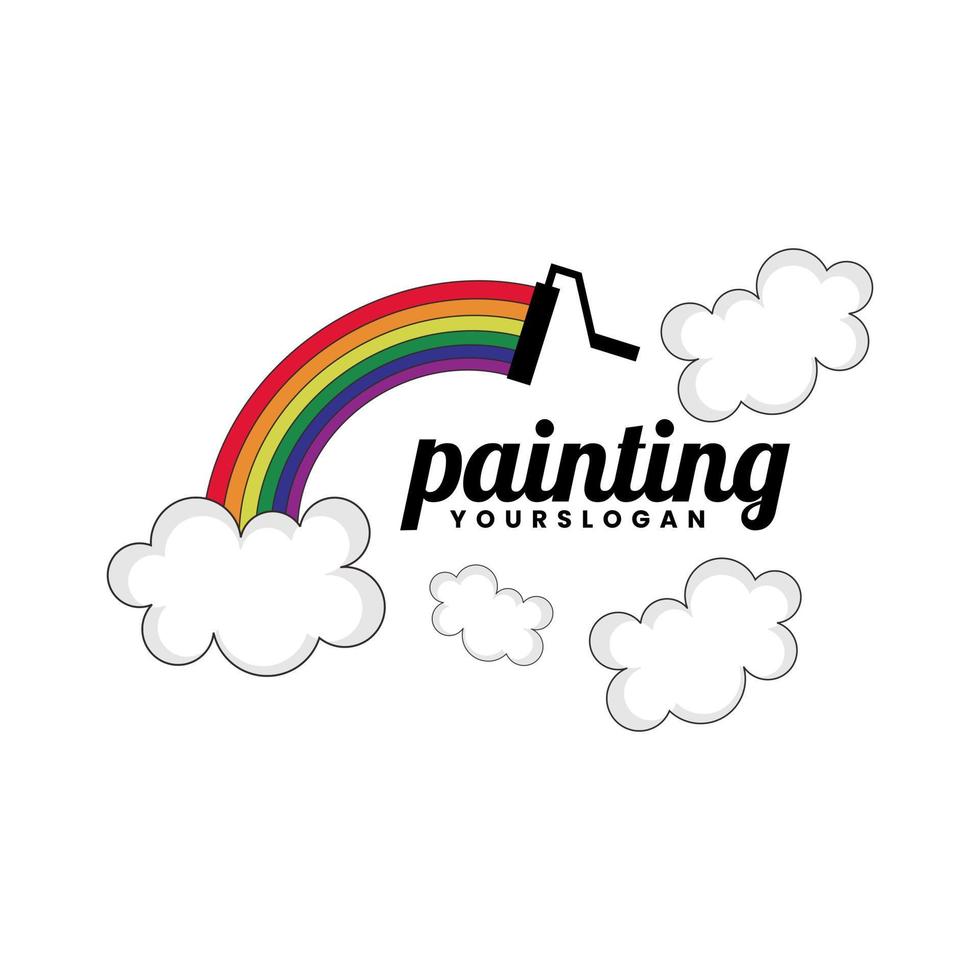 painting rainbow logo design vector