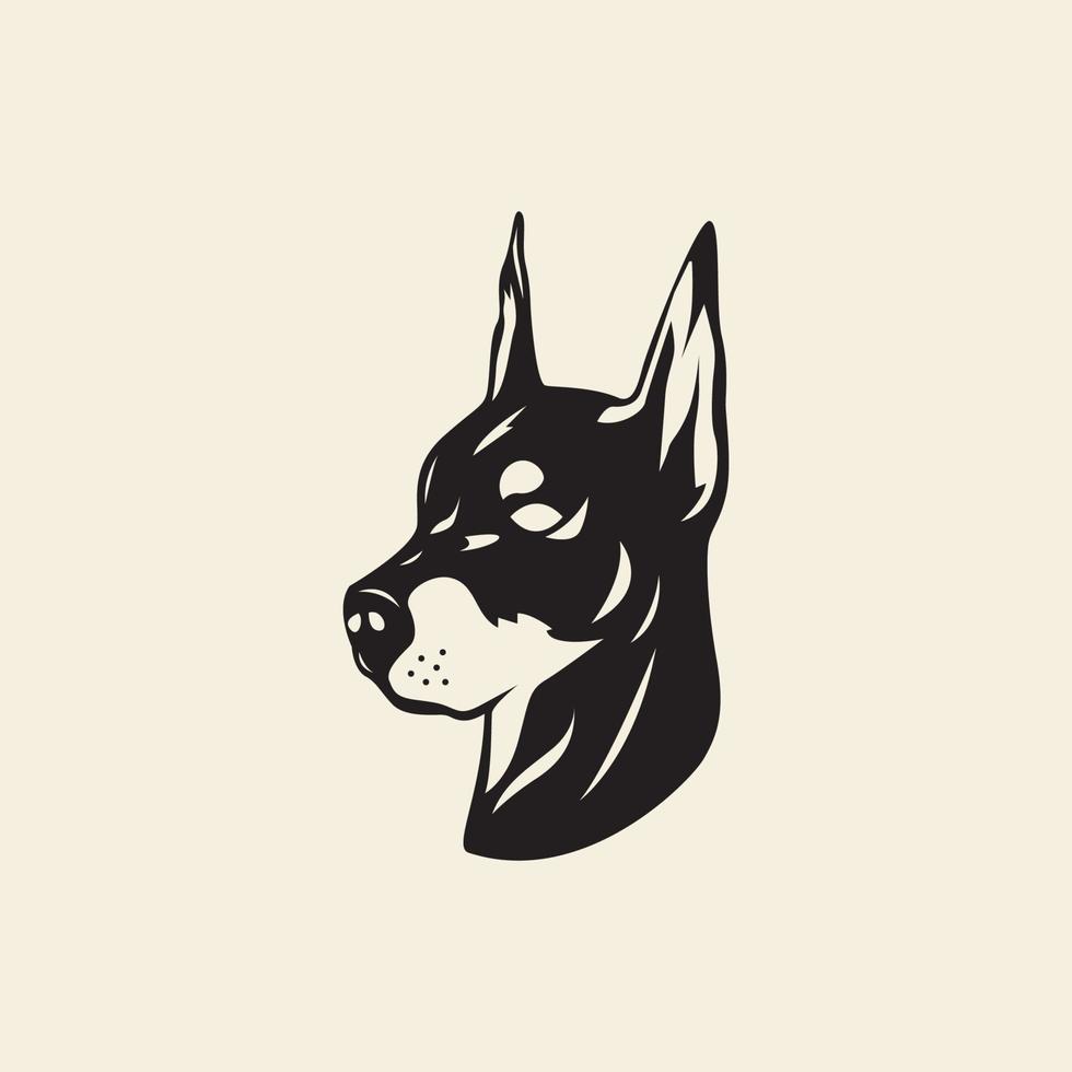 perro doberman, perro guardián, ilustración vectorial aislada, diseño para camiseta, plantilla de logotipo de entrenamiento de perros, tienda de mascotas vector