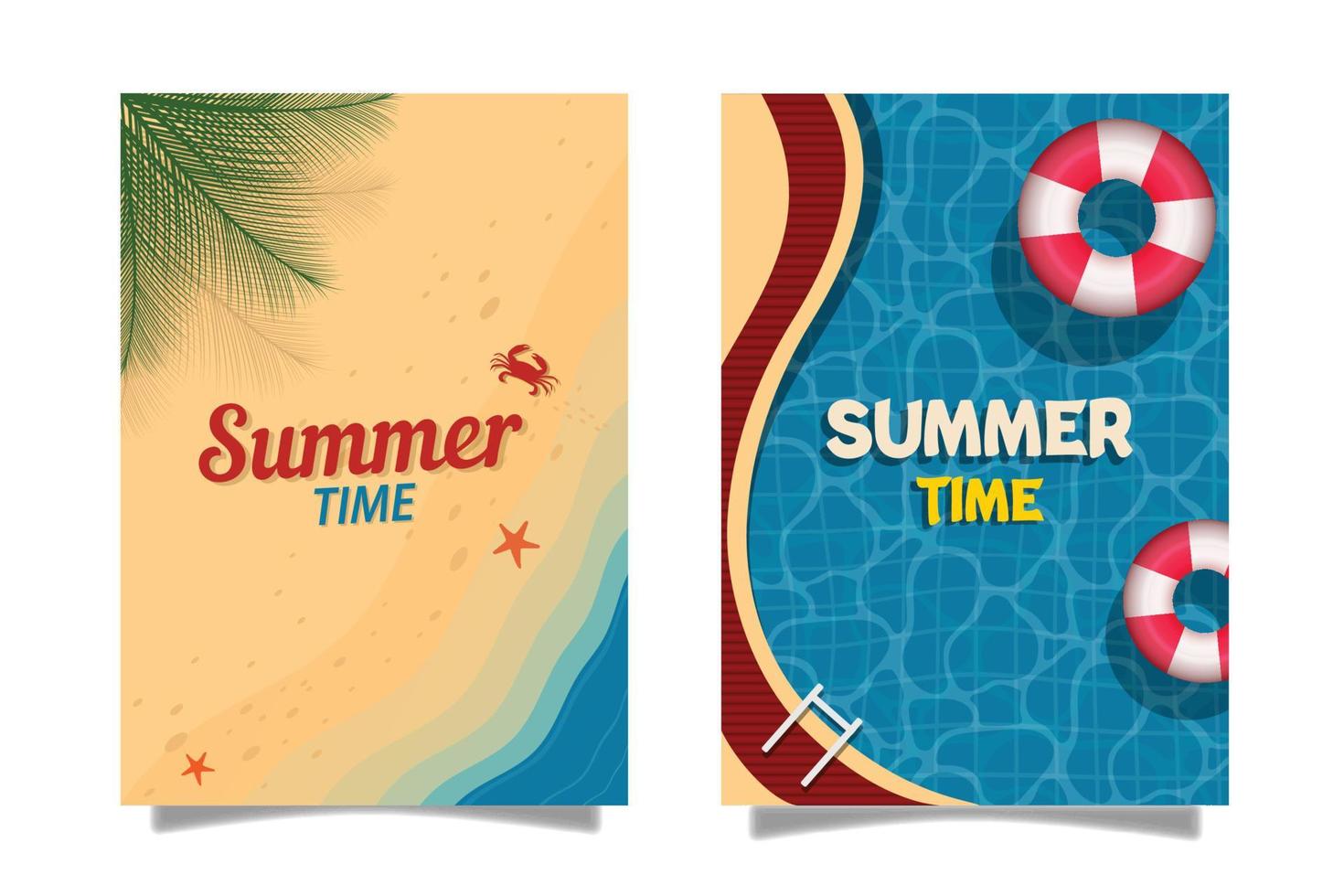 plantilla de banner. fondo de verano - playa y piscina. vector