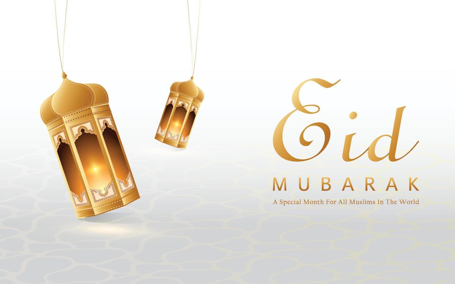 Modern 3D lantern banner, perfect for Ramadan, Eid al-Adha, and Mawlid. Lantern Decoration Lighted On A Serene White Background. vector