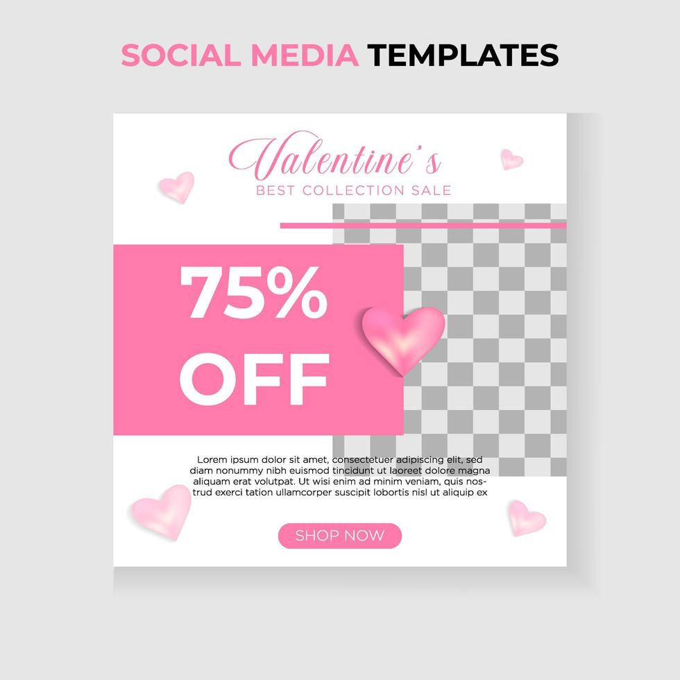 happy valentines day sale social media post template web banner to promote your product vector