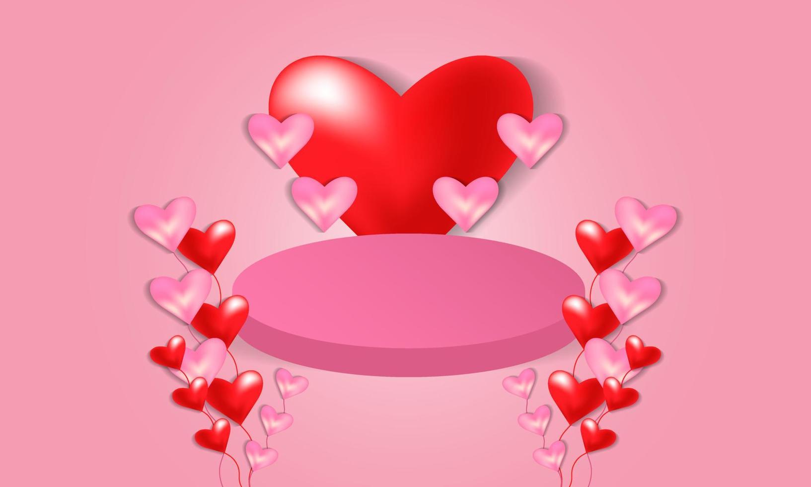 Valentines day background with podium vector