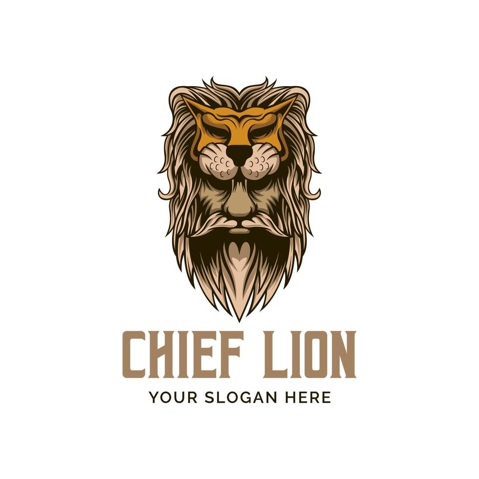 plantilla de mascota de vector de logotipo de cabeza de león jefe