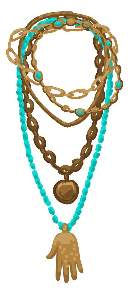 Bohemian necklace jewelry, stylish accessories vector