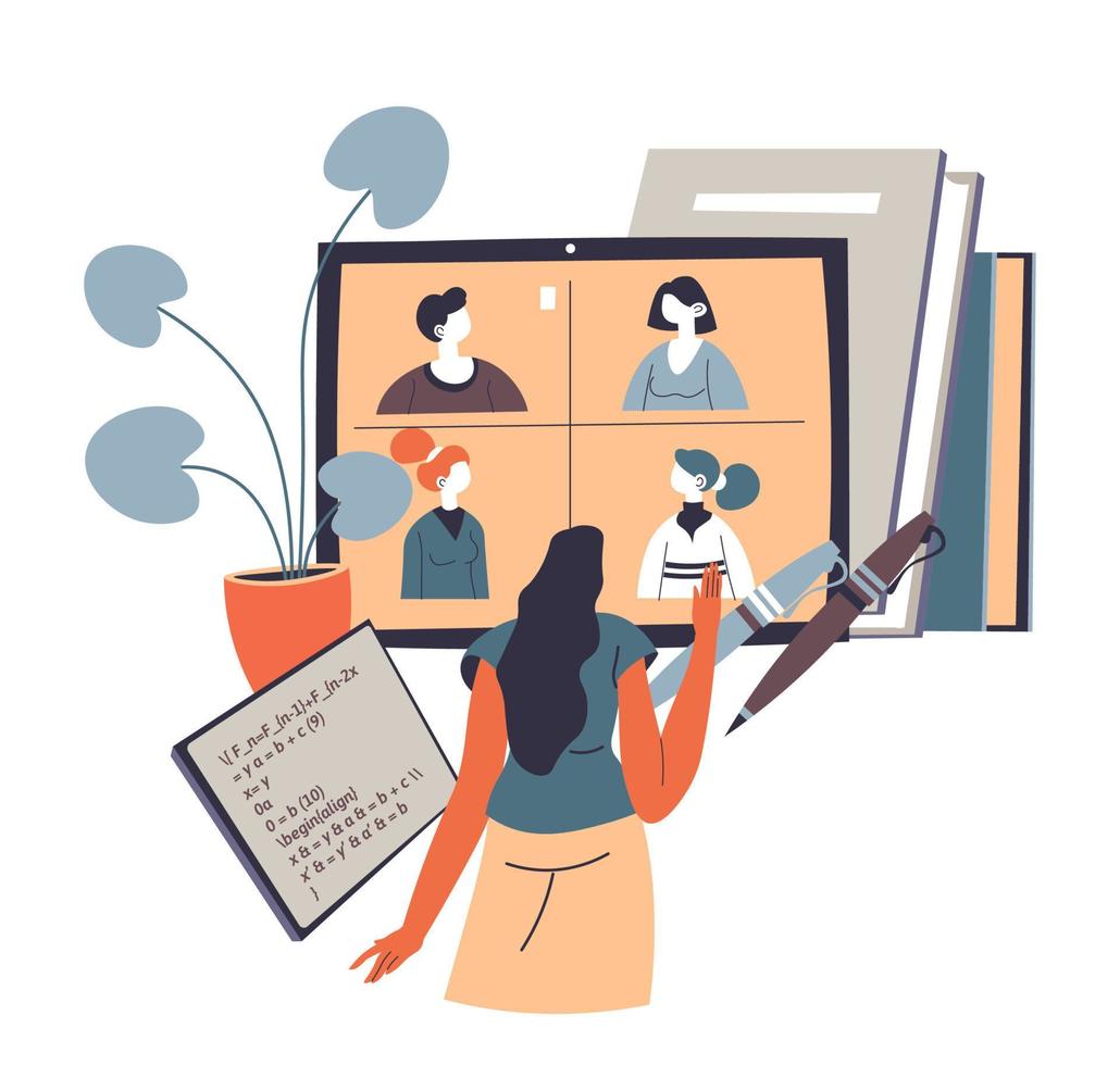 Education online using laptop for vising classes vector