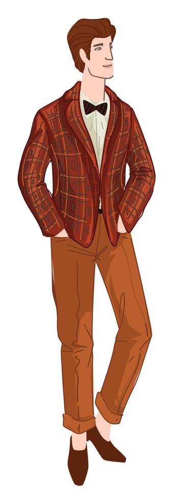 English man wearing brown formal suit with tie vector