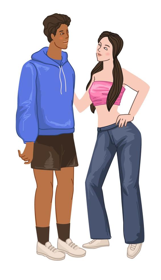 Teenagers from 2000s, fashion and style of 00s vector