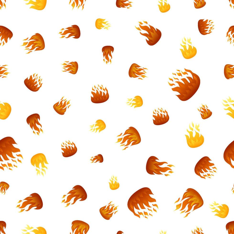 Seamless pattern with fire flame on white background. Vector illustration.