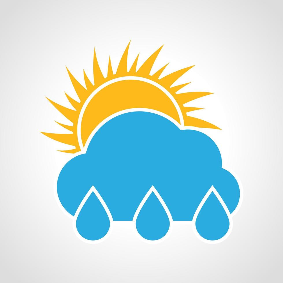 Rain sunny day Icon. Multicolored weather icon on white background. Vector illustration.