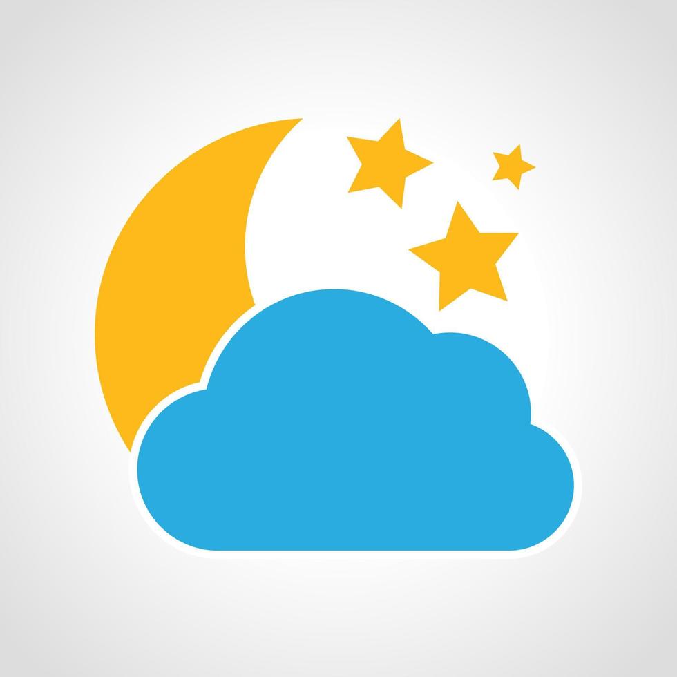 Cloudy night Icon. Multicolored weather icon on white background. Vector illustration.