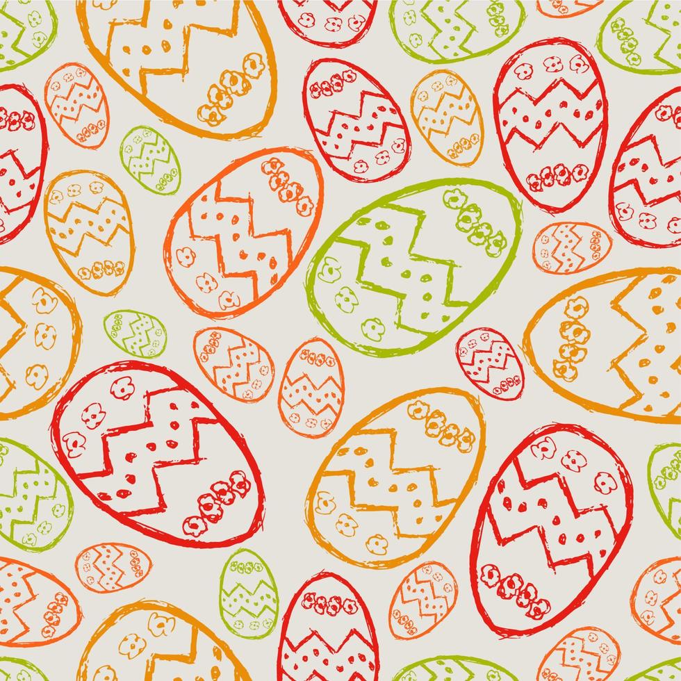 Seamless pattern with hand drawn Easter eggs on a white background. Vector illustration