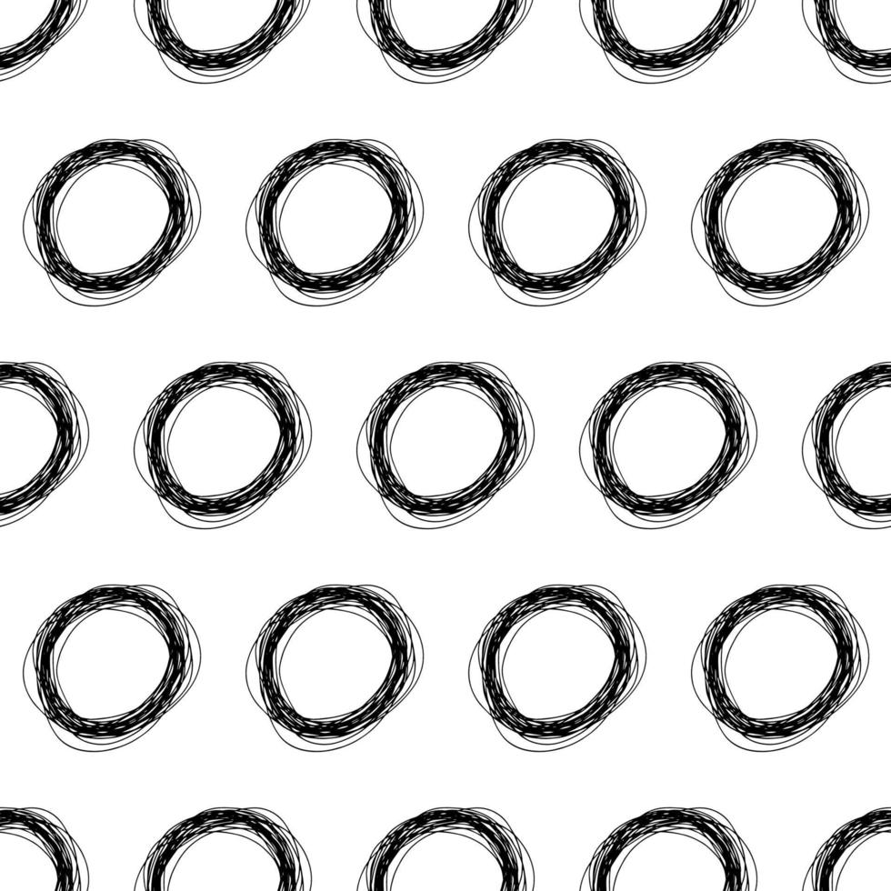 patrón sin costuras con forma de elipse de garabato de lápiz dibujado a mano de boceto negro sobre fondo blanco. textura grunge abstracta. ilustración vectorial vector