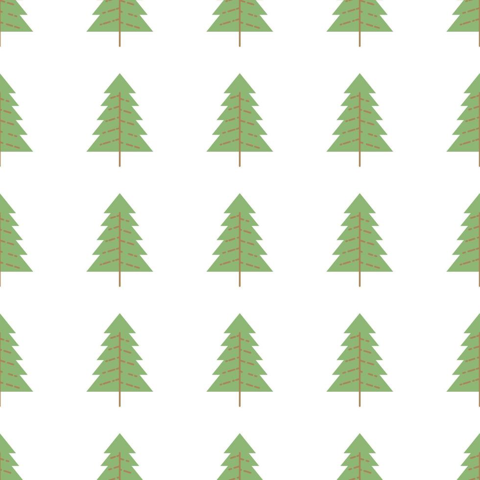 Seamless pattern with colored trees on white background. Vector illustration.